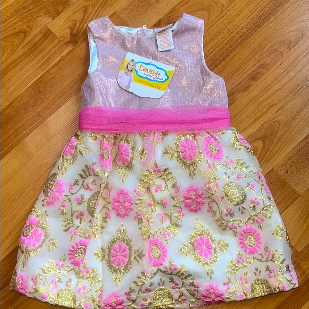 New with tags Pink and Gold Floral party Dress size 18months